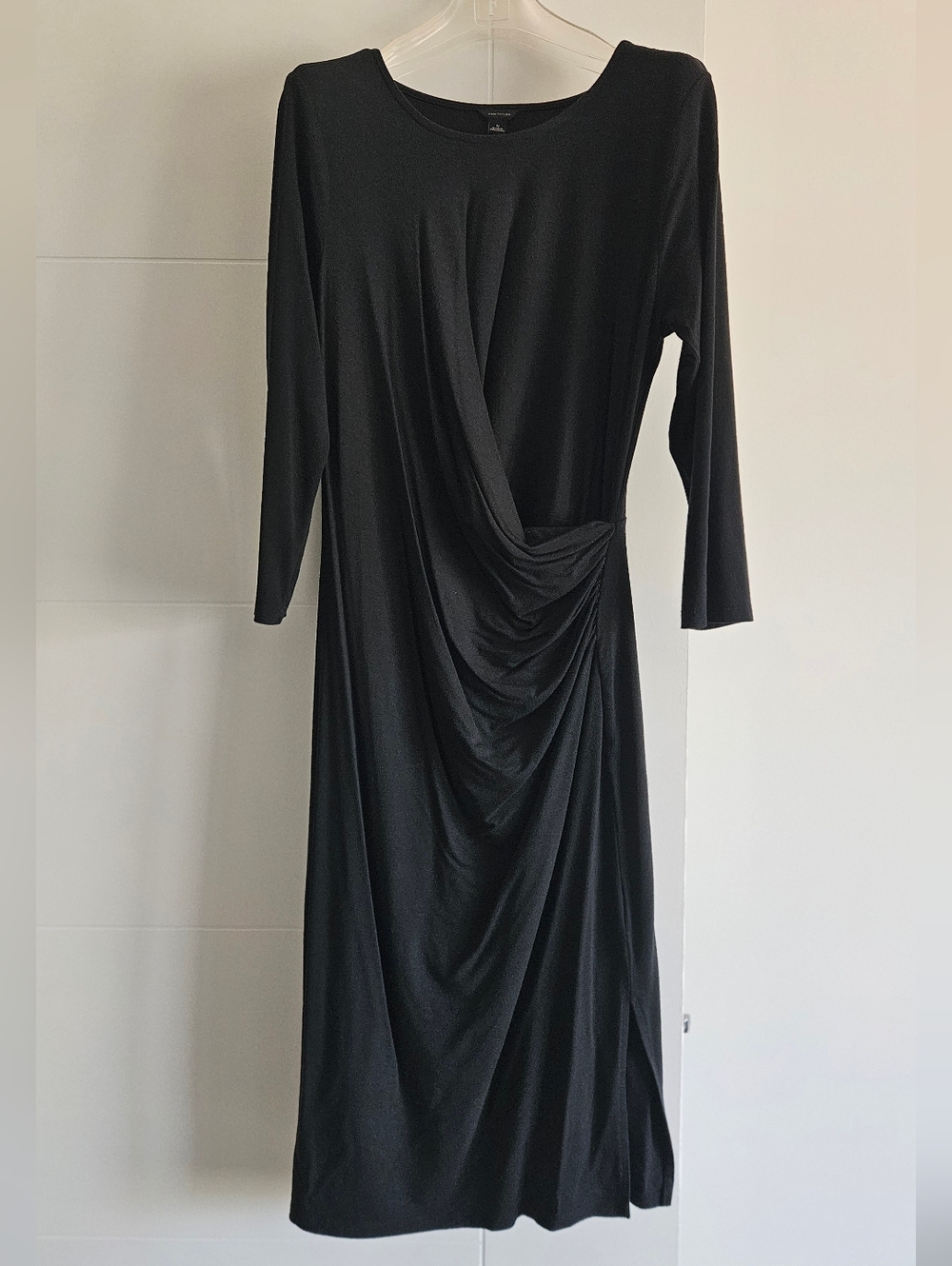 Ann Taylor S Jersey Stretch Fitted Dress Drape Waist Long Sleeve Fits 6